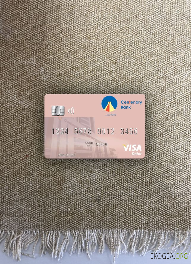 Carte de débit visa de la Centenary Bank de l'Ouganda photolook , avant